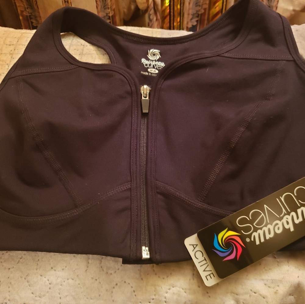 RAINBEAU Curves Zip Up Grace Sports Bra -Sz 14-16